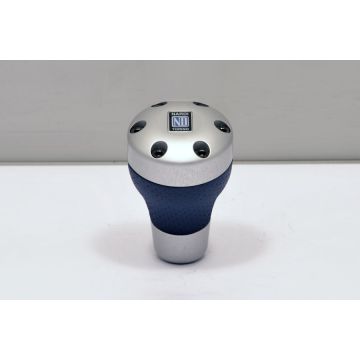 Nardi Ambition Line Matte Silver and Blue Perforated Leather Gear Knob