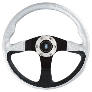 Nardi Challenge Silver Leather/Black Perforated Leather Steering Wheel 350mm with Black Spokes