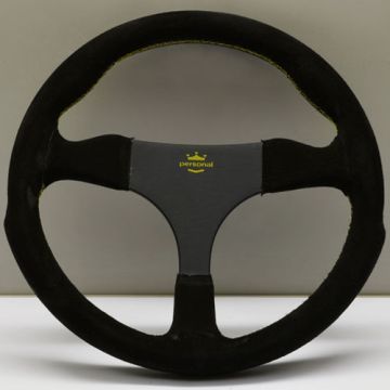 Personal Formula Racing Suede Steering Wheel 290mm with Yellow Stitching and Black Spokes